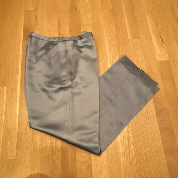 Kate Hill Womens Set Blue Print Long Blazer Satin Blue Pant/Jacket 4/Pant6 - Picture 10 of 15